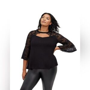 Torrid Top Super Soft Choker Neck Lace Sleeve
Blouse Black Size 2X